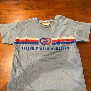 Gucci Blue Kids Tee with Multicolor Stripes